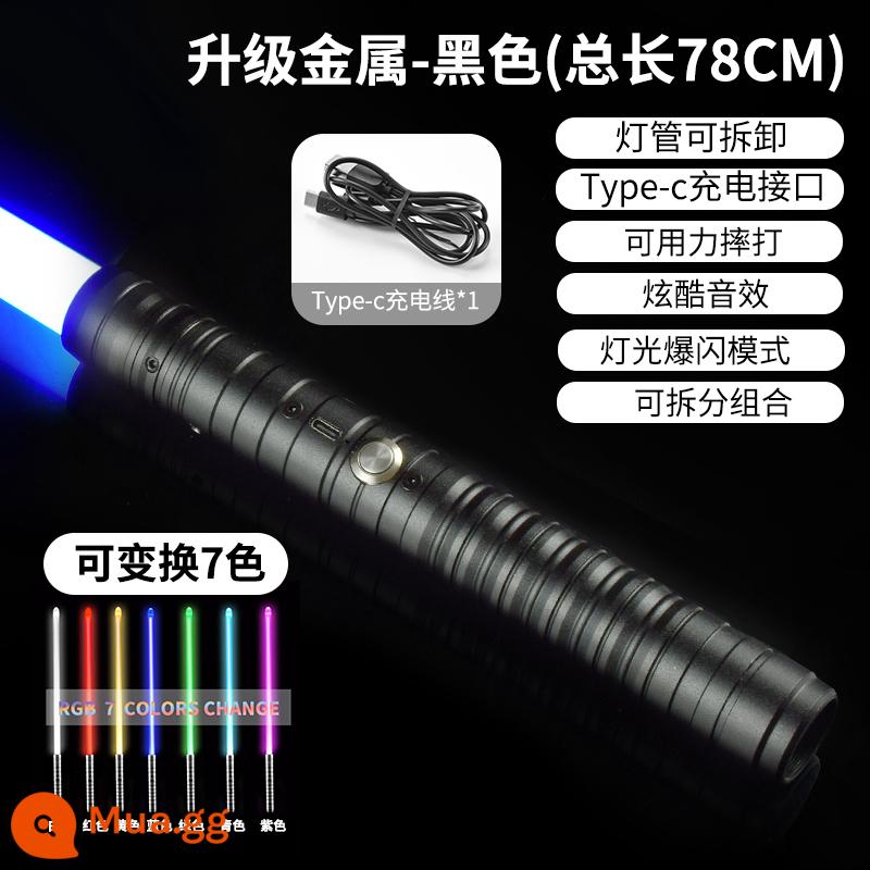 Chiến Tranh Giữa Các Vì Sao Laser Kiếm Kim Loại Cao Cấp Có Thể Sạc Lại Chính Hãng Lightaber Biến Thành Đồ Chơi Trẻ Em Bé Trai Cực Hay - [Phiên bản nâng cấp] Cáp sạc miễn phí Type-C đơn kiếm-Đen mờ Type-C