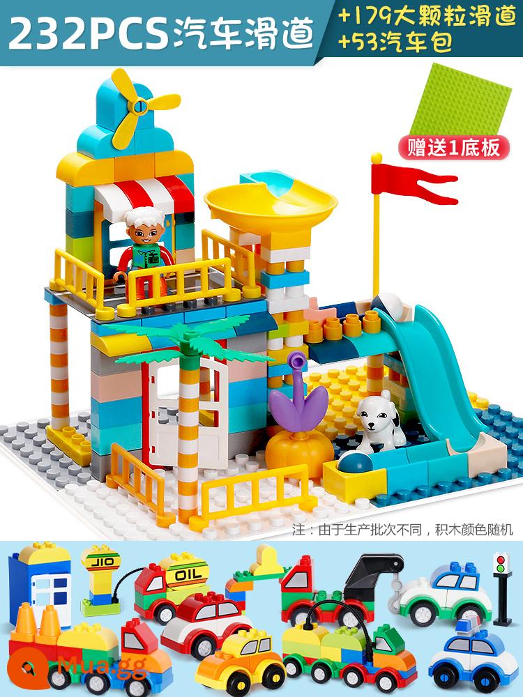 Trẻ Em Lego Khối Xây Bàn Lớn Hạt Trượt Xếp Hình Cho Bé Trai Và Bé Gái Đồ Chơi Số Lượng Lớn Trọng Lượng - 179 hạt + 53 ô tô + 1 tấm đế