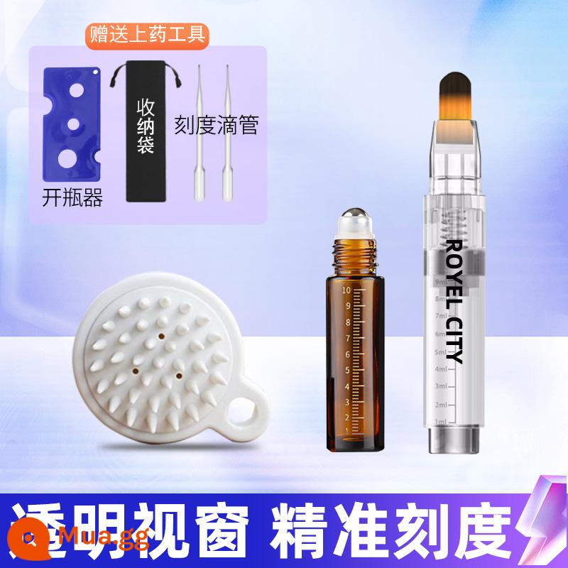 Mino da đầu y học thiết bị tóc ngựa nhỏ bóng đầu nhỏ 1ml nhà liễu nguyên tóc chất lỏng bôi nhọ tạo tác chất lỏng - Lông ngựa mini mới [cửa sổ trong suốt] + chai bi lăn + lược gội đầu, hiệu quả tốt khi sử dụng cùng nhau