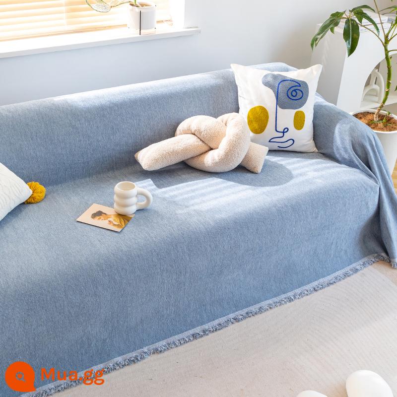 Vỏ ghế sofa nổi tiếng trên Internet Vỏ đệm sofa chống trầy xước Vỏ ghế sofa phổ thông bốn mùa Vỏ chăn chống trượt phổ quát - Cực kỳ đơn giản - màu xanh sương mù