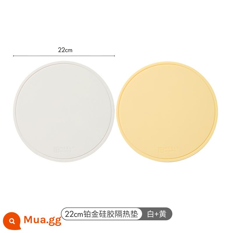 Thảm cách nhiệt bằng silicone meelyhome Thảm lót bàn ăn chống bỏng Thảm lót bát đĩa Thảm lót bát đĩa Thảm lót bàn ăn chịu nhiệt độ cao - 22cm [vàng + trắng 2 miếng] giá đỡ nồi cách nhiệt bằng silicon bạch kim