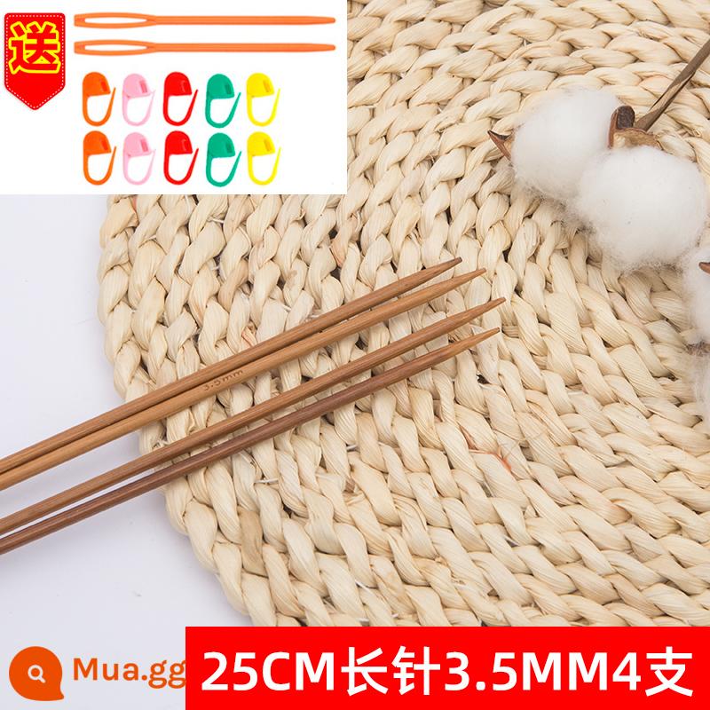 Len Kim Than Tre Kim Len Đan Dính Đan Áo Len Kim Móc Dụng Cụ Dính Đan Áo Len Khăn Bộ - Kim ngắn 25 cm 3,5 mm 4 chiếc [tặng 1 đôi nếu mua 2 đôi] (túi quà đan miễn phí)