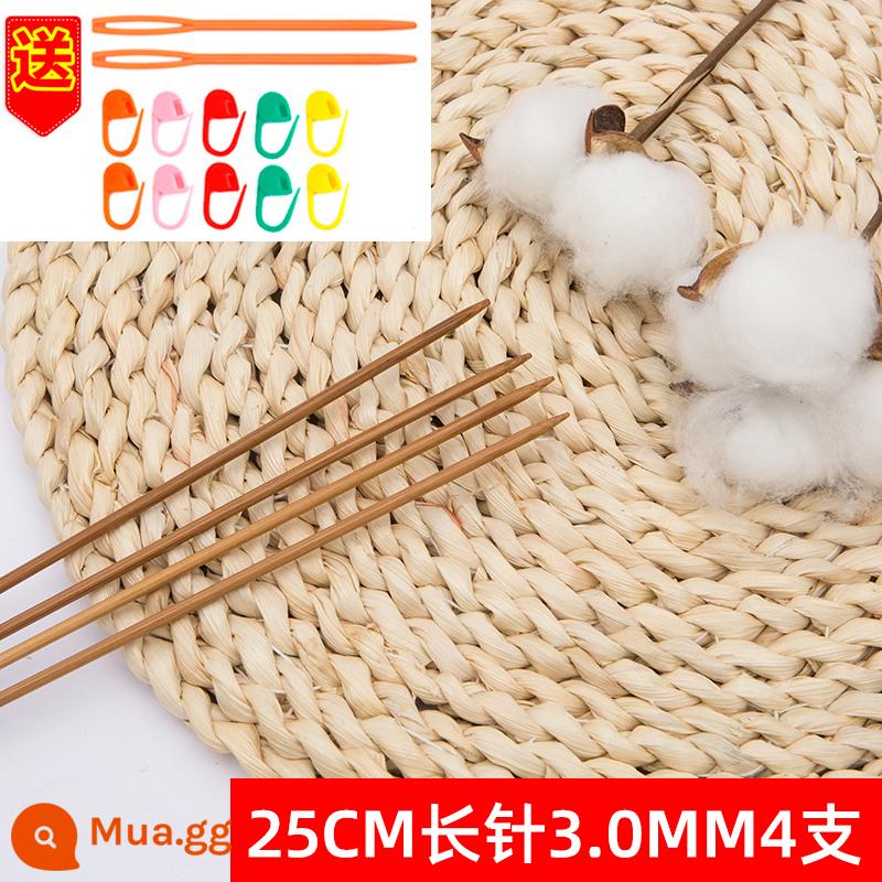 Len Kim Than Tre Kim Len Đan Dính Đan Áo Len Kim Móc Dụng Cụ Dính Đan Áo Len Khăn Bộ - Kim ngắn 25cm 3mm 4 chiếc [mua 2 đôi được 1 đôi] (túi quà đan miễn phí)