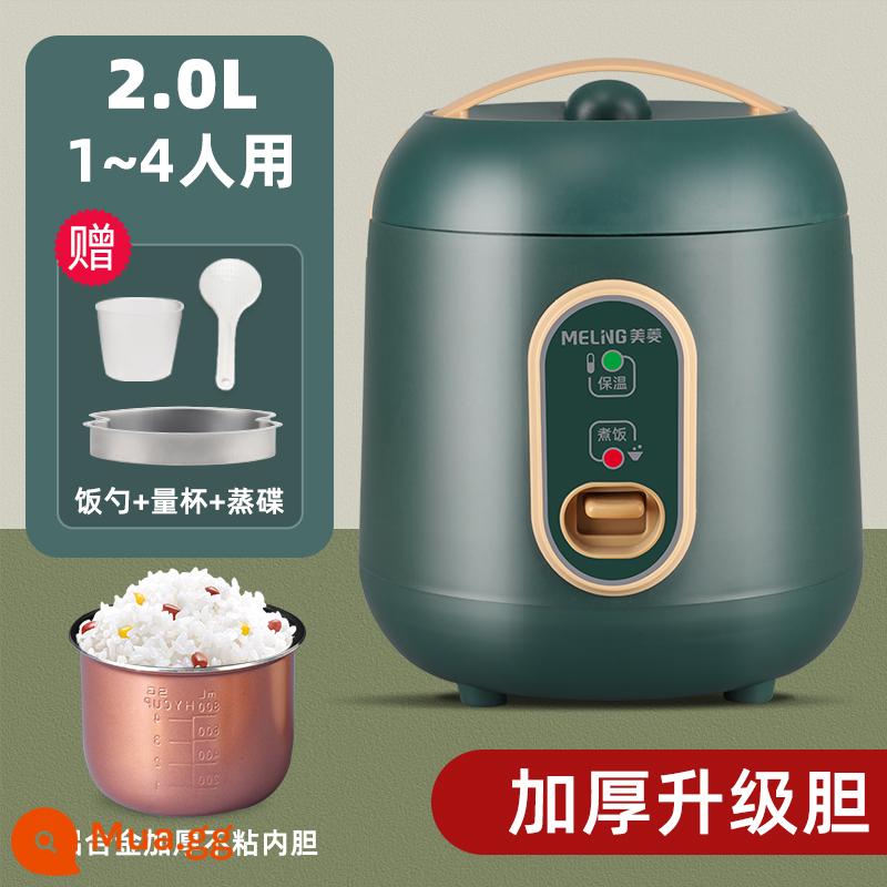 Nồi cơm điện Meiling mini 1.2L 1-2 người Nồi cơm điện nhỏ 1.6 lít có thể dùng nấu ký túc xá sinh viên cho 1 người - Nồi trong chống dính dày 2L màu xanh lá cây (dành cho 3-4 người) kèm đĩa hấp [do quản lý cửa hàng đề xuất]