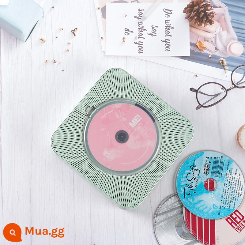 Rexitee Đầu CD Treo Tường Loa Bluetooth Retro Vinyl Đĩa CD Đĩa Nhạc Di Động Ins - Model sạc màu xanh lá cây + nắp chống bụi + bộ phát Bluetooth