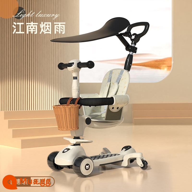 Xe trượt Scooter Babbitt trẻ em từ 1 đến 3 đến 6 đến 12 tuổi cho bé bé nữ đạp xe cầu trượt xe trơn 3 trong 1 - Mô hình bánh xe đa năng Yanyu Jiangnan-Mái hiên + Nhạc bánh xe Hummer + Giỏ xe