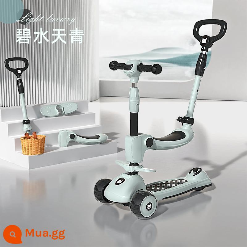 Xe trượt Scooter Babbitt trẻ em từ 1 đến 3 đến 6 đến 12 tuổi cho bé bé nữ đạp xe cầu trượt xe trơn 3 trong 1 - Mô hình Putter Bishui Tianqing + Nhạc bánh xe Hummer + trọn bộ quà tặng