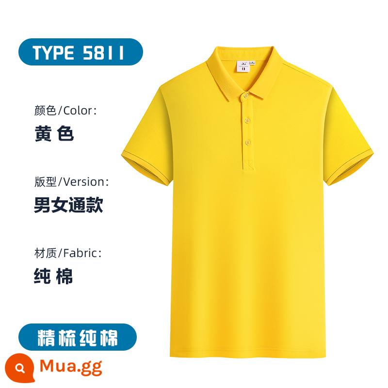 Áo sơ mi polo cotton nguyên chất, quần áo bảo hộ lao động ngắn tay có ve áo in logo, áo sơ mi văn hóa quảng cáo có thêu, đồng phục nhóm đặt làm riêng - Mau vang