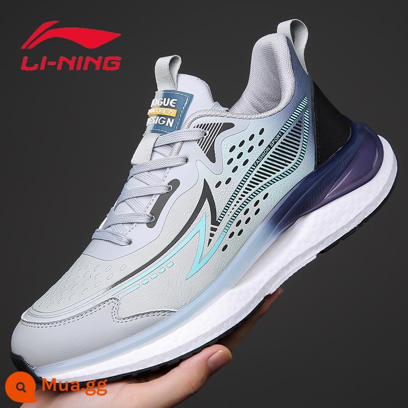 Giày Nam Li Ning Giày Thể Thao 2023 Mới Thu Đông Nhung Thoáng Khí Da Nhẹ Đa Năng Giảm Sốc Giày Chạy Bộ Thông Thường - L8281 da màu xám