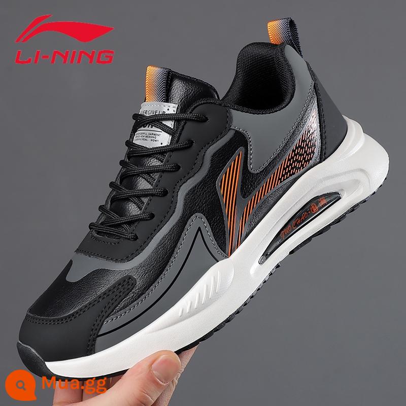 Giày Nam Li Ning Giày Thể Thao 2023 Mới Thu Đông Nhung Thoáng Khí Da Nhẹ Đa Năng Giảm Sốc Giày Chạy Bộ Thông Thường - L2801 mì vỏ cam đen