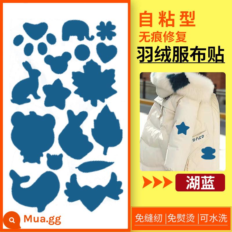 Miếng vá lỗ áo khoác tự dính, miếng vá lỗ quần áo nhiều màu tùy chọn, không có miếng vá lỗ cắt, không có lỗ sửa chữa dấu vết - Hồ xanh x kiểu không cắt 25x15cm