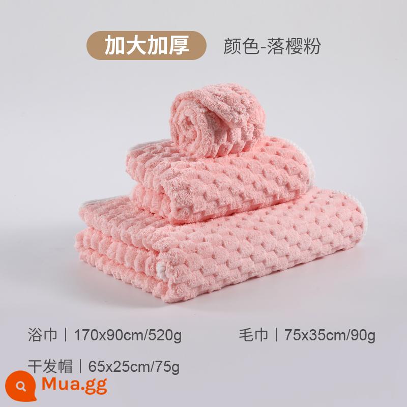 2023 bộ ba mảnh và khăn tắm nam nữ mới thấm hút nước nhanh hơn cotton nguyên chất và không đổ lông - (Luo Ying Fen) khăn tắm cực lớn + khăn lau tay + mũ sấy tóc