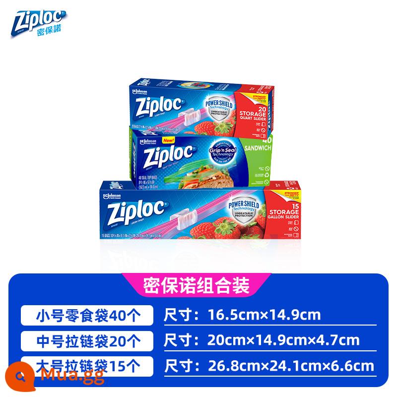 Lời hứa bảo mật ziploc túi niêm phong túi giữ tươi hai lớp kín túi bảo quản cấp thực phẩm túi dày đặc nhập khẩu - [75 cách kết hợp giữ tươi] 40 món ăn nhẹ + 20 ngăn kéo vừa + 15 ngăn kéo lớn