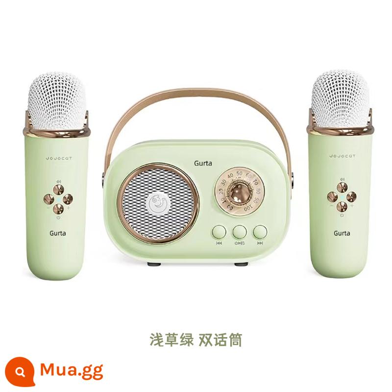 Gurta âm thanh micro karaoke bluetooth loa gia đình KTV nhỏ hát karaoke gia đình micro âm thanh Tất cả - Micro kép màu xanh lá cây Asakusa