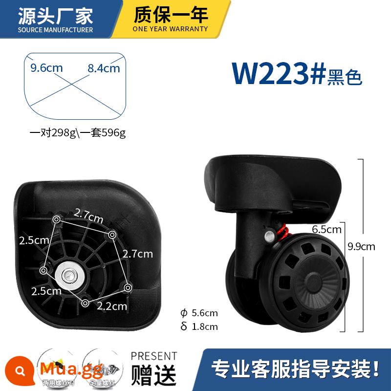 Xe đẩy vali bánh xe đa năng phụ kiện bánh xe mật khẩu vali da du lịch ròng rọc con lăn bánh xe thay thế phổ quát - Cặp W223# đen (thương hiệu dày)