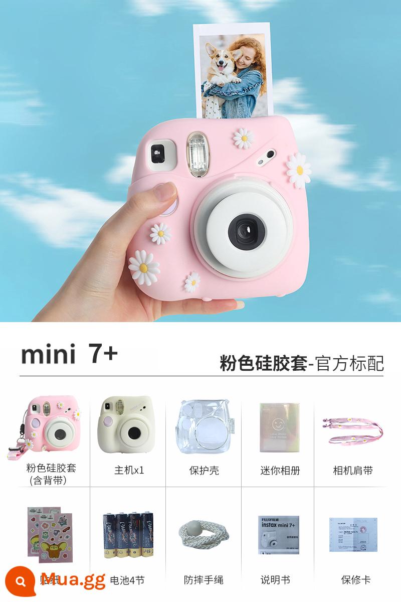 Máy ảnh lấy liền Fujifilm mini12 Máy chụp ảnh lấy liền mini7+ mini 11 - Vỏ silicon mini7+ màu trắng (hoa cúc hồng)