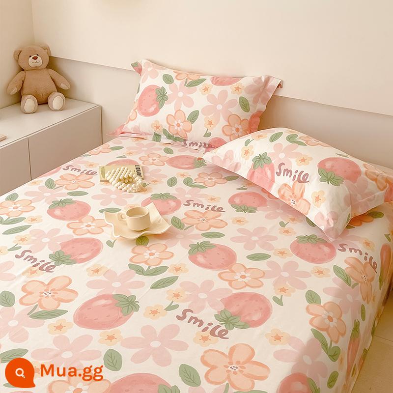 Khăn trải giường cotton nguyên chất một mảnh dày 100 cotton nguyên chất đơn 1,5m ga trải giường đôi ký túc xá ba bộ giường lớn tatami - Nước sốt Umeko phiên bản A