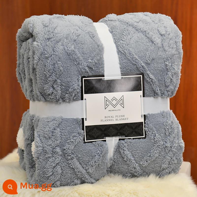 Chăn Sherpa Khăn choàng văn phòng Chăn em bé Ném chăn Taffeta Flannel Chăn Nap Chăn cho giường - Nâng cấp và làm dày sương mù thế hệ thứ hai màu xanh mùa đông