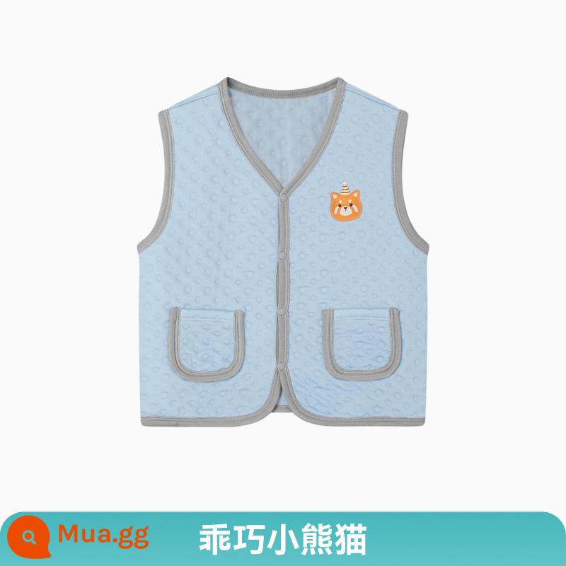 Áo vest trẻ em ibaby dành cho nam và nữ Áo vest nhẹ cho trẻ sơ sinh và trẻ mới biết đi trang phục bên trong và bên ngoài dệt kim mùa thu đông mẫu giáo - Áo khoác không cổ hình gấu trúc màu đỏ dễ thương