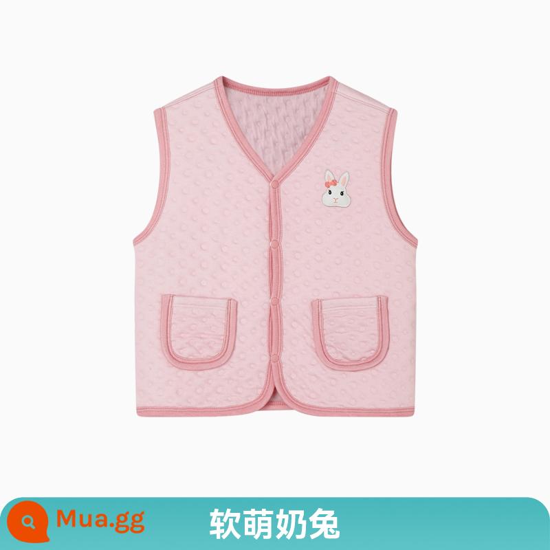 Áo vest trẻ em ibaby dành cho nam và nữ Áo vest nhẹ cho trẻ sơ sinh và trẻ mới biết đi trang phục bên trong và bên ngoài dệt kim mùa thu đông mẫu giáo - Áo vest không cổ thỏ mềm mại dễ thương