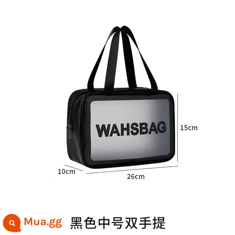 Túi đựng mỹ phẩm cao cấp dành cho nữ 2023 mỹ phẩm mới lưu trữ di động bàn chải túi giặt nhỏ không thấm nước dung tích lớn - Màu đen vừa [tay cầm đôi]