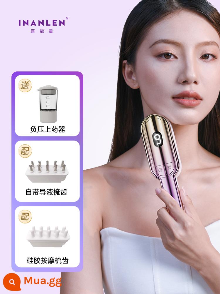 Đầu laser ánh sáng đỏ lược mọc tóc lược ánh sáng đỏ lược hồng ngoại lược massage da đầu điện lược sức khỏe lược bôi - Phong cách cũ, màu tím cực quang