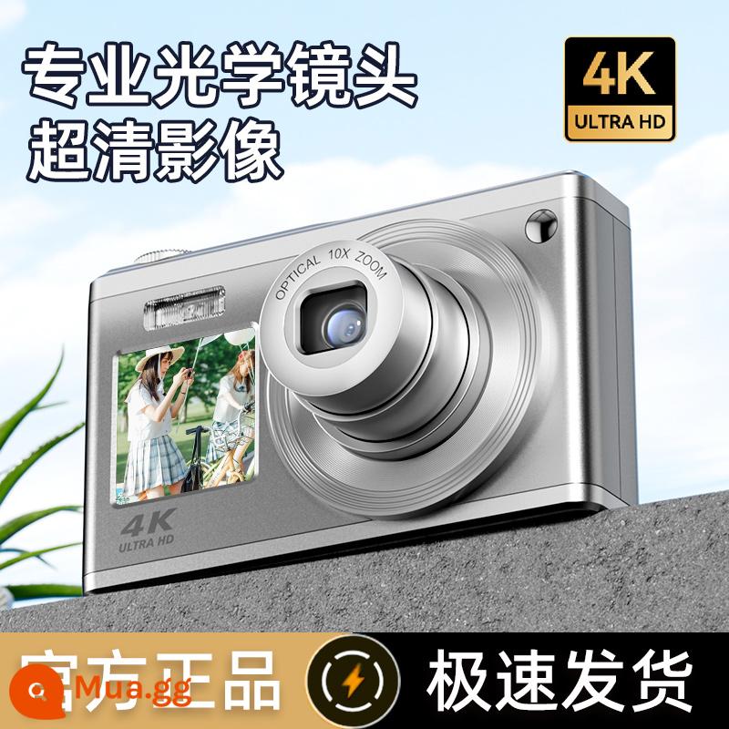 Máy ảnh kỹ thuật số CCD HD retro tiệc sinh viên cô gái nhập cảnh du lịch vlog máy ảnh thẻ di động - Bạc C23 - màn hình kép trước sau - ống kính tele + 4K siêu nét