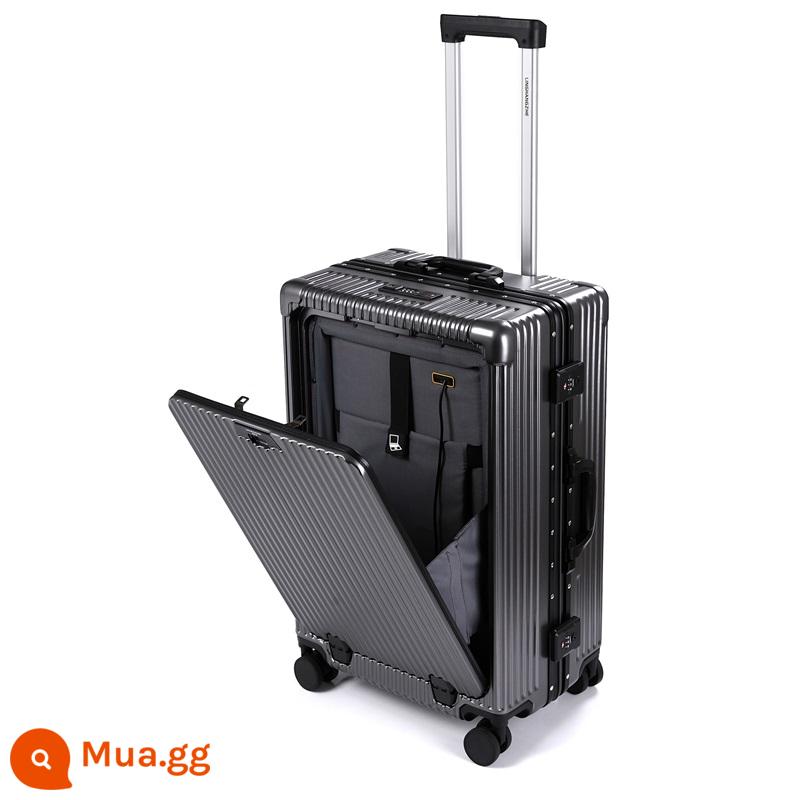 Vali đa năng hoa tiêu mở phía trước dành cho nam và nữ PC 20 inch doanh nhân có thể lên máy bay vali khung nhôm xe đẩy - màu xám lượng tử