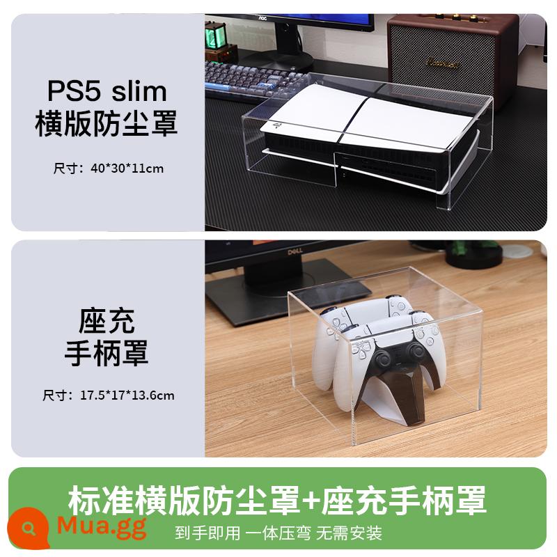 PS5slim phiên bản mỏng che bụi che tản nhiệt máy chủ thích hợp cho máy chơi game Sony bảo vệ acrylic trong suốt phụ kiện ngoại vi vỏ ngang và dọc phổ quát tích hợp chủ đề sáng tạo tay cầm - [PS5 Slim tiêu chuẩn hai mảnh] phiên bản nằm ngang + giá đỡ tay cầm) nắp chống bụi · uốn nóng một mảnh mà không cần cắt tay