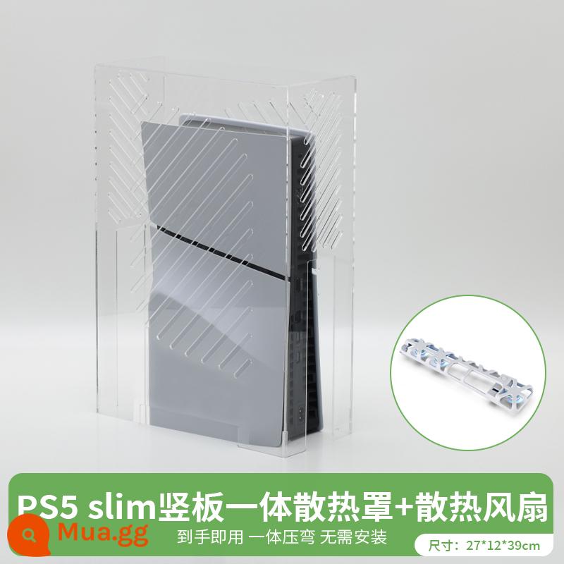 PS5slim phiên bản mỏng che bụi che tản nhiệt máy chủ thích hợp cho máy chơi game Sony bảo vệ acrylic trong suốt phụ kiện ngoại vi vỏ ngang và dọc phổ quát tích hợp chủ đề sáng tạo tay cầm - [Bộ làm mát mỏng PS5] Tấm che bụi Riser + Quạt làm mát