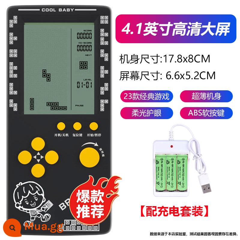 2023 Máy Chơi Game Mới Cầm Tay 4.1 Inch Tetris Máy Chơi Game Màn Hình Lớn 8090 Vintage Retro Hoài Cổ Tuổi Thơ Hoài Cổ Phát Triển Câu Đố Cho Trẻ Em Máy Chơi Game Tetris Cầm Tay Máy Tính Nhỏ - [98% người dùng lựa chọn] 4,1 inch màu đen (có bộ sạc) 23 game