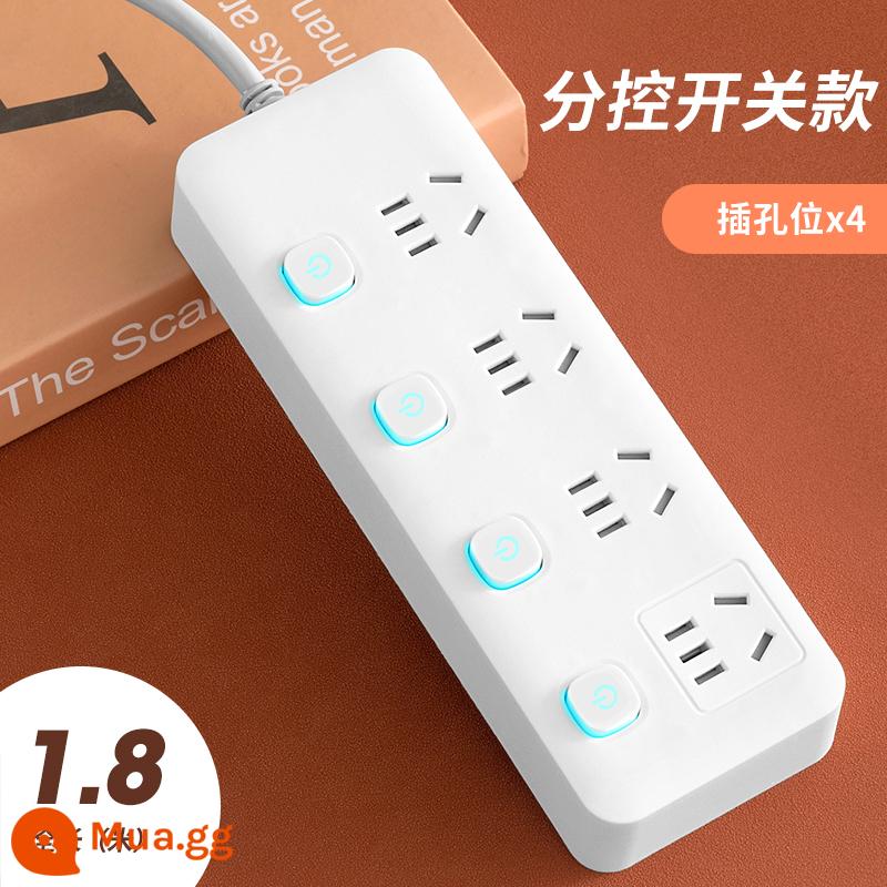 Bảng điều khiển ổ cắm đa năng Miyong hộ gia đình USB dây nối dài nhiều lỗ ký túc xá sinh viên dải cắm có dây - 4 công tắc [4 ổ cắm 1,8 mét]