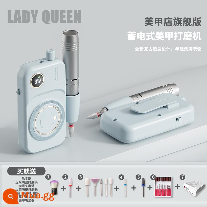 Ladyqueen Máy Đánh Bóng Móng Tay Làm Móng Đặc Biệt Tẩy Sơn Móng Tay Điện Máy Đánh Bóng Để Loại Bỏ Da Chết Mẫu Mới Nhỏ - Glacier Blue-Nail phiên bản hàng đầu của salon