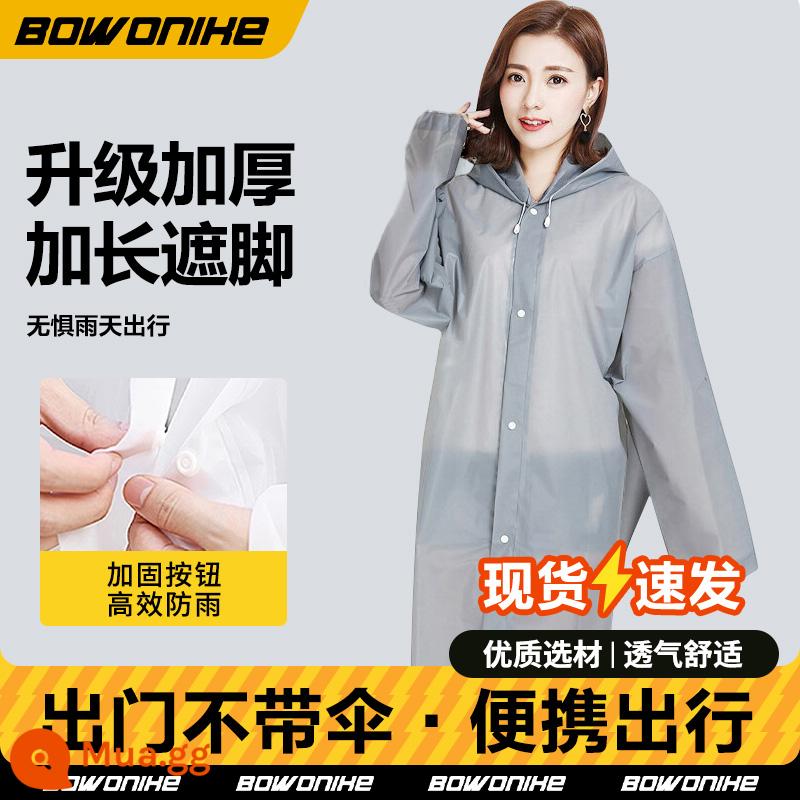 Áo mưa poncho dành cho nam và nữ dành cho người lớn không dùng một lần của Bovonik áo khoác dài thông thường không thấm nước áo mưa đặc biệt dành cho nữ - [Dày] Màu xám EVA (có thể đeo ba lô)