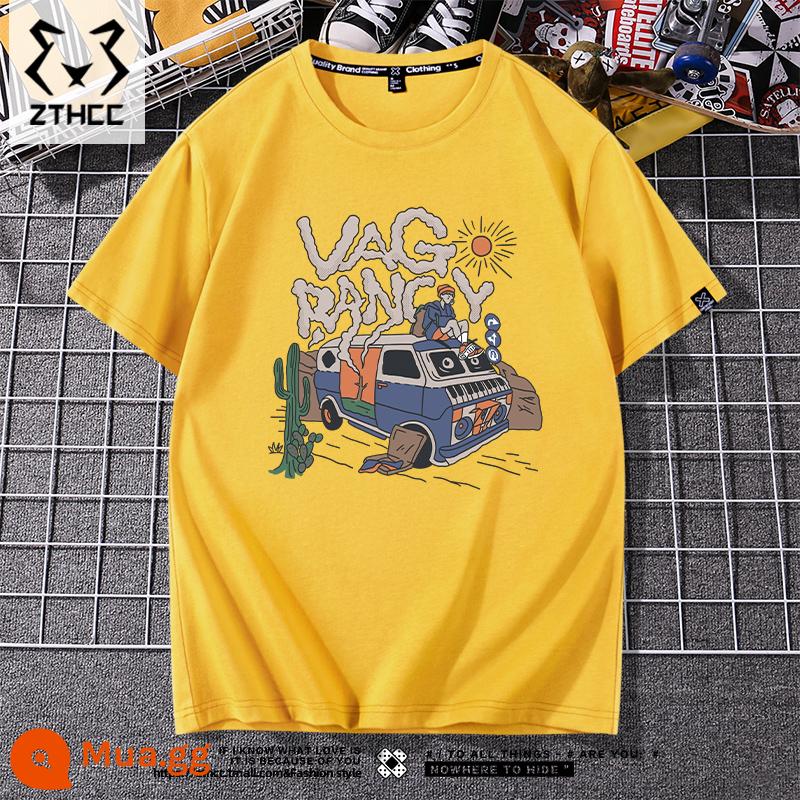 Áo thun nam ngắn tay mùa hè thương hiệu T-shirt cỡ lớn phong cách Mỹ 2023 mới phù hợp với tất cả các trận đấu chàng trai cotton lỏng nửa tay - Nghệ Du Lịch