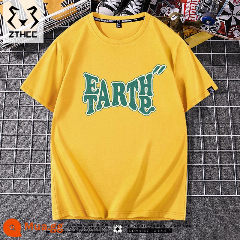 Áo thun nam ngắn tay mùa hè thương hiệu T-shirt cỡ lớn phong cách Mỹ 2023 mới phù hợp với tất cả các trận đấu chàng trai cotton lỏng nửa tay - Nghệ thuật đất nghệ