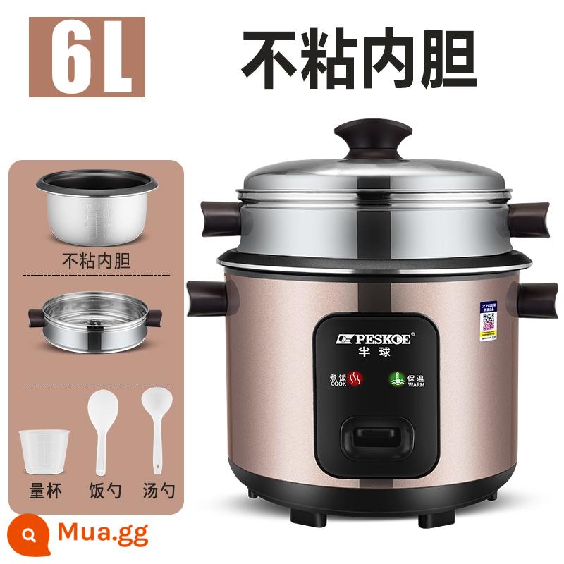 Nồi cơm điện bán cầu gia đình kiểu cũ đa năng 8 mini 1 nhỏ 2 nồi cơm điện 3 nồi hấp 4 ký túc xá 6 sinh viên 5L lít - Lót chống dính 6L dành cho 6-10 người