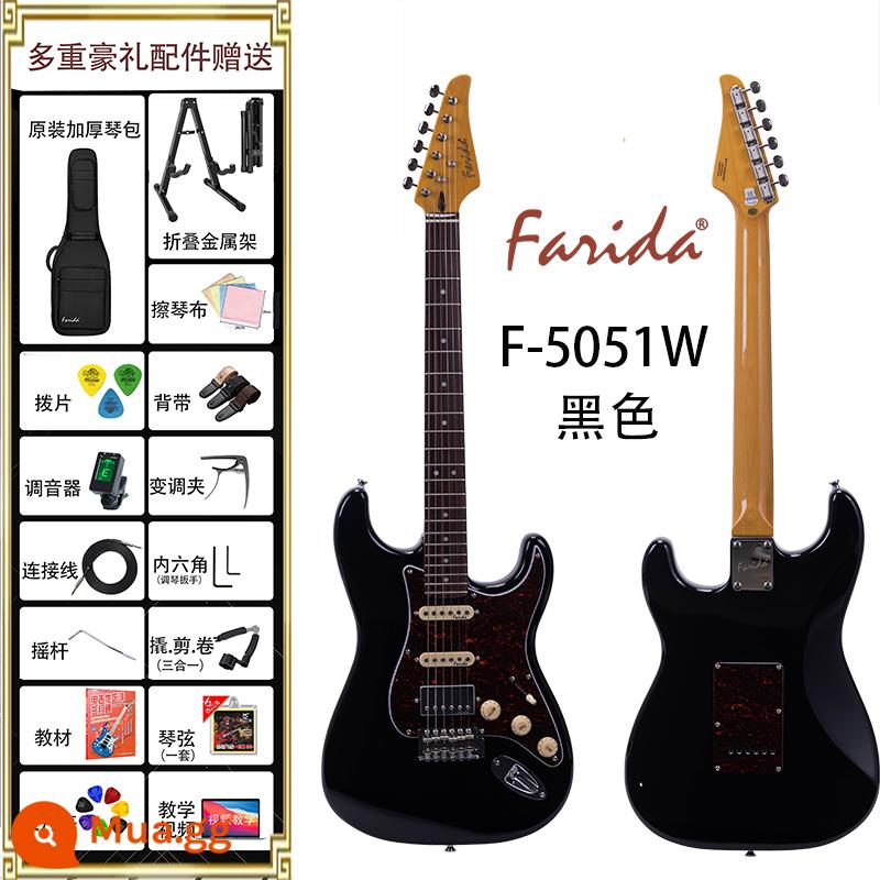 Đàn guitar điện Farida F5020 F5050 dành cho người mới bắt đầu, người lớn và trẻ em - F5051W-BLK đen + trọn bộ phụ kiện + khóa học