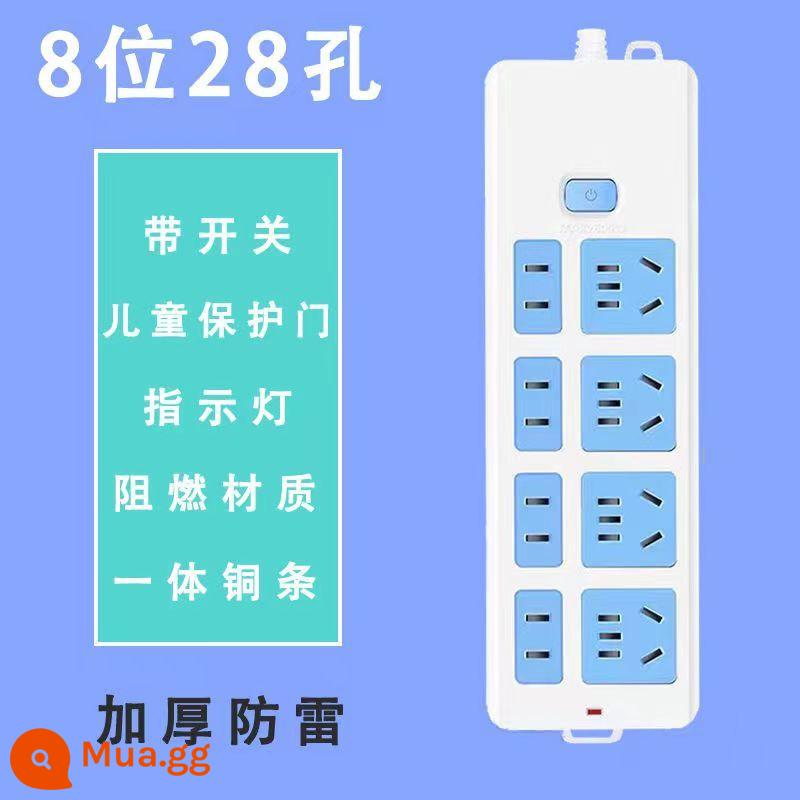 Dải cắm bằng đồng nguyên chất không dây Bảng cắm công suất cao không dây Dải cắm tự nối dây Ổ cắm công tắc điều khiển phụ đa chức năng xốp - Không dây [tự nối dây]_ổ cắm bằng đồng nguyên chất 28 lỗ (công tắc chính) chống sét và chống rơi