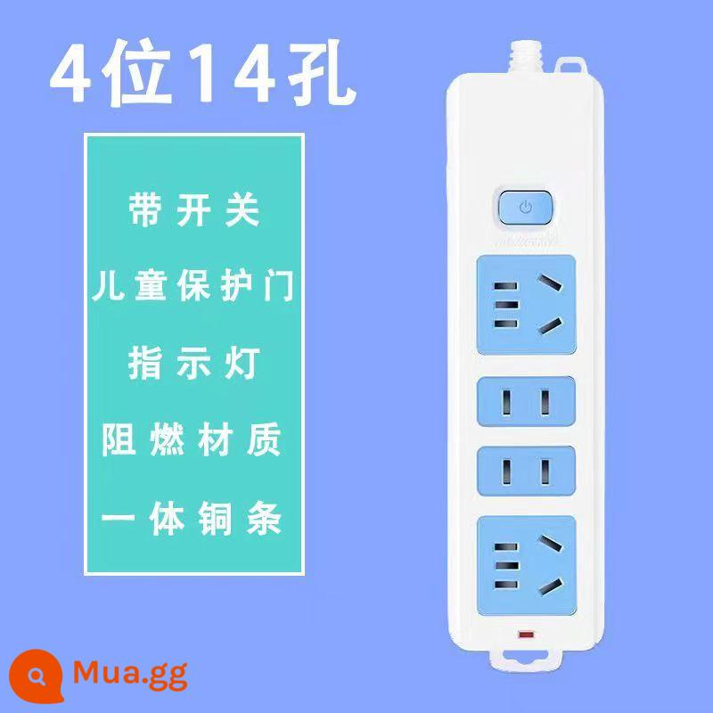 Dải cắm bằng đồng nguyên chất không dây Bảng cắm công suất cao không dây Dải cắm tự nối dây Ổ cắm công tắc điều khiển phụ đa chức năng xốp - Không dây [tự nối dây]_ổ cắm bằng đồng nguyên chất (công tắc chính 14 lỗ +) chống sét và chống rơi