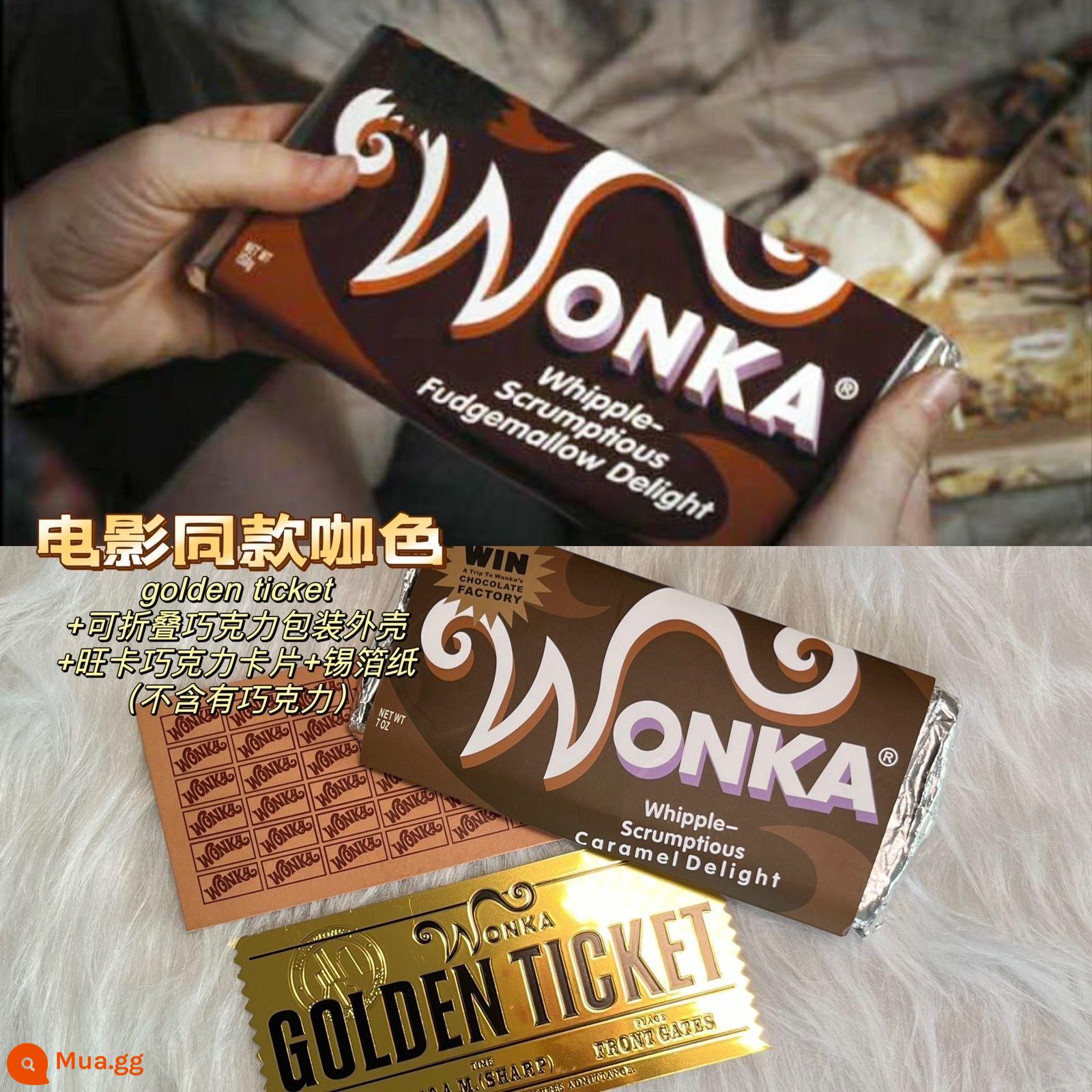 Willy Wonka Chocolate 1:1 Vé vàng Charlie and the Chocolate Factory Phim cùng phong cách Quà tặng sinh nhật - Màu cà phê (vé xổ số➕sô cô la➕poster) có sẵn