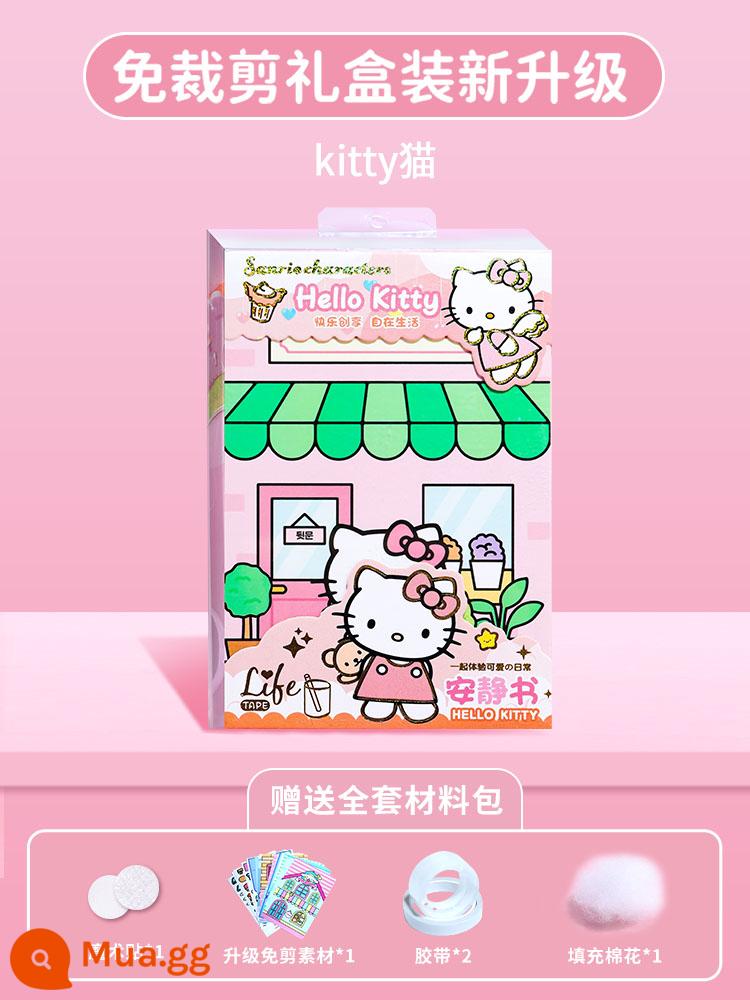 Mới Sanrio Giai Điệu Kuromi Sách Yên Tĩnh Cắt Thủ Công Trẻ Em Đồ Chơi Bé Gái DIY - ⭐Mẫu hộp quà không cắt nâng cấp [1 hộp] mèo KT (bao gồm trọn bộ nguyên liệu)