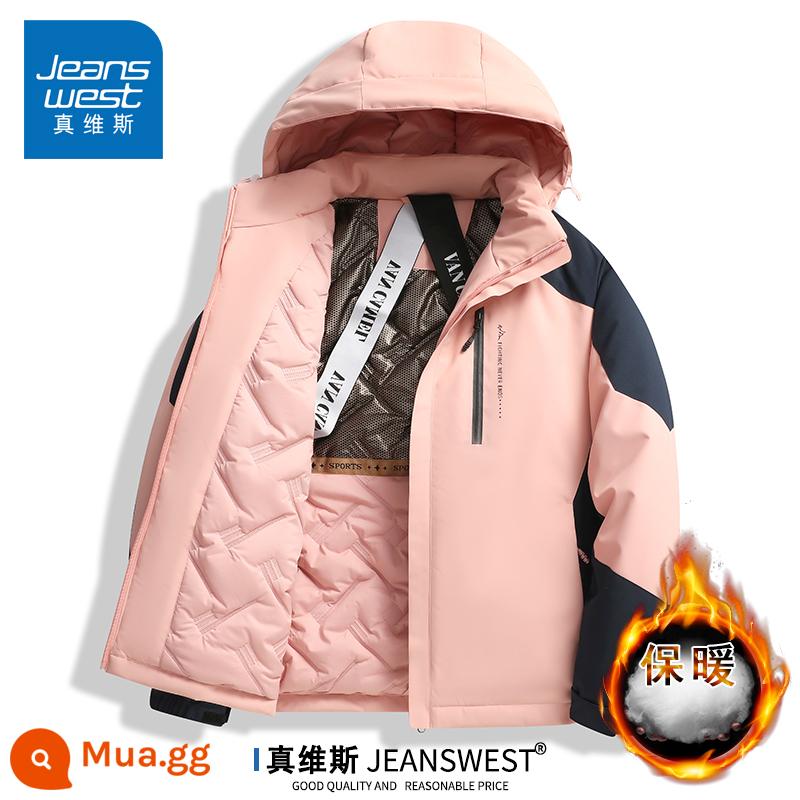 Jeanswest Áo Khoác Áo Khoác Nỉ Nam Mùa Thu Đông Rời Làm Dày Nam Quần Áo Cotton Ấm Áo Khoác Cotton - JX-YFMY8900 màu hồng đen