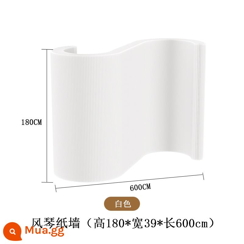 Giấy nghệ thuật mới giấy dán tường màn hình vách ngăn mềm lối vào phòng khách phòng văn phòng phòng ngủ gấp nền phòng phát sóng trực tiếp di động - Dài 6 mét * rộng 39 cm * cao 1,8 mét trắng