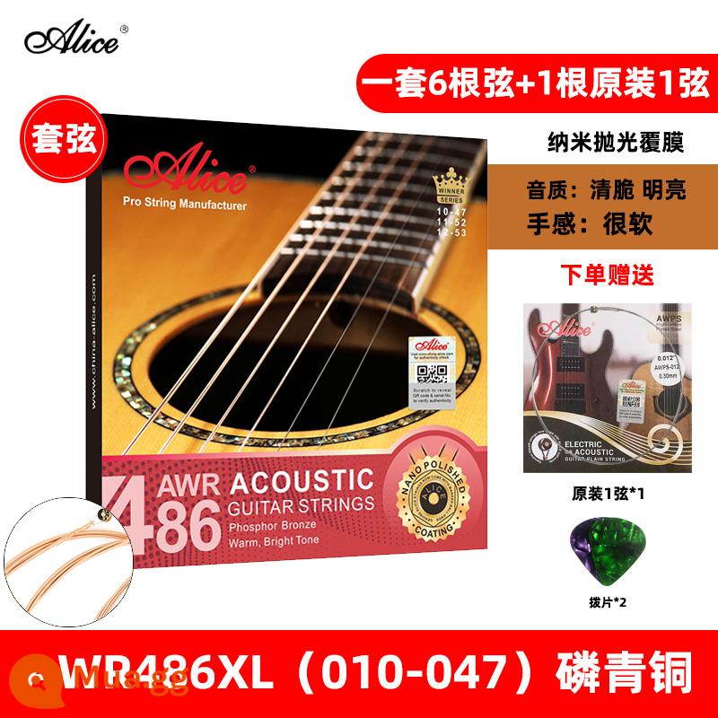 Alice Alice dân gian dây đàn guitar acoustic đồng lân quang aw436 một bộ phụ kiện hoàn chỉnh phủ chống gỉ 1 xuan dây - Bộ phủ AWR486XL [010-047] + 1 dây cùng kiểu