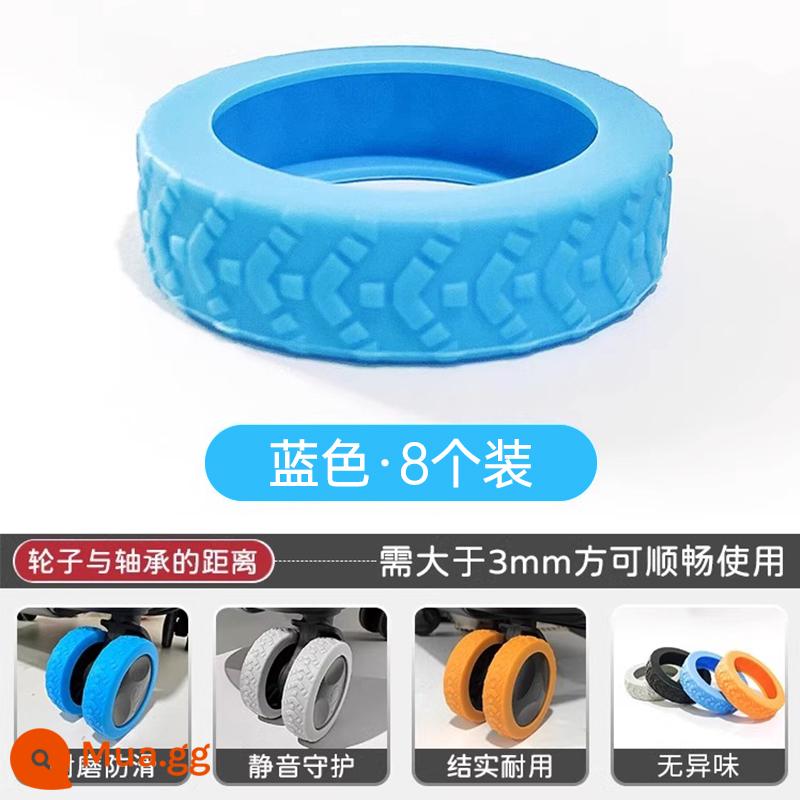 Vali Bánh Xe Cao Su Im Lặng Bánh Xe Vali Xe Đẩy Ốp Lưng Bảo Vệ Thay Thế Đa Năng Bánh Xe Silicone Phụ Kiện - Vỏ bảo vệ bánh xe màu xanh lam [mẫu nâng cấp 8 miếng] Bánh xe đa năng có đường kính ngoài 5-7,5cm