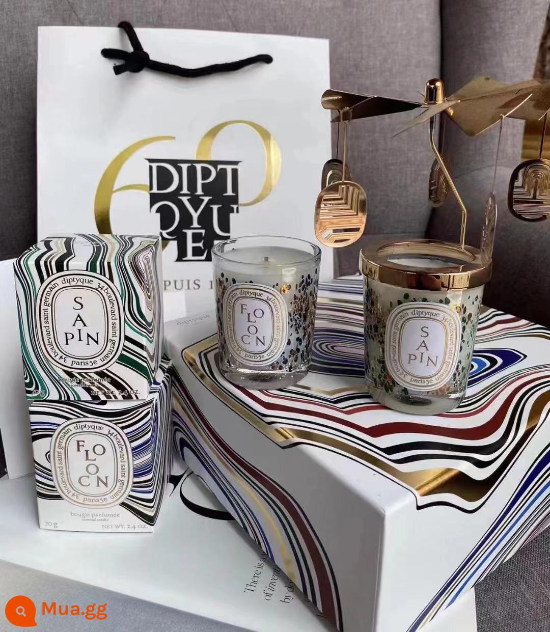 Diptyque Nến thơm Diptyque hốc lưu niệm đèn dầu thơm quà tặng sinh nhật Lễ Tình Nhân - [Hộp quà mùa đông có hạn] Snow Land 70g + Linh sam ven hồ 70g + Đèn dầu