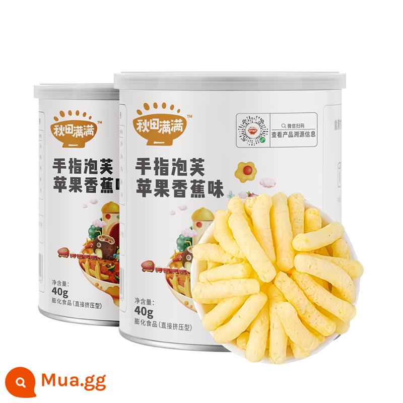 Akita Full Finger Puffs, không thêm sucrose, đồ ăn nhẹ cho trẻ em, thực phẩm bổ sung miễn phí hàng đầu của Autumn Full Finger Puffs dành cho trẻ em - [2 lon] Finger Puffs Vị Chuối Táo