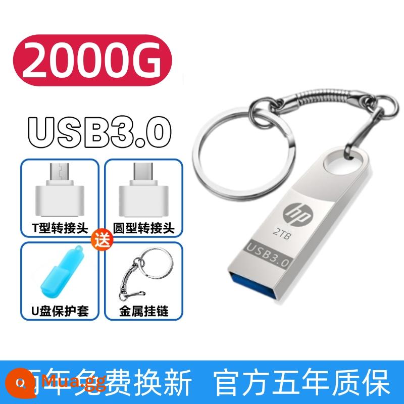 Ổ bút chính hãng dung lượng lớn 2T tốc độ cao 3.0 điện thoại di động máy tính 1t xe hơi 512g sinh viên văn phòng bộ nhớ flash đĩa 2000g - Kiểu dáng dốc [2000g] trắng bạc + quà tặng miễn phí