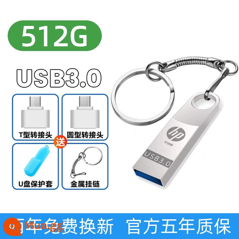 Ổ bút chính hãng dung lượng lớn 2T tốc độ cao 3.0 điện thoại di động máy tính 1t xe hơi 512g sinh viên văn phòng bộ nhớ flash đĩa 2000g - Kiểu dáng dốc [512g] trắng bạc + quà tặng miễn phí